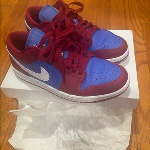 Jordan Athletic Shoes in Red, Blue, and White